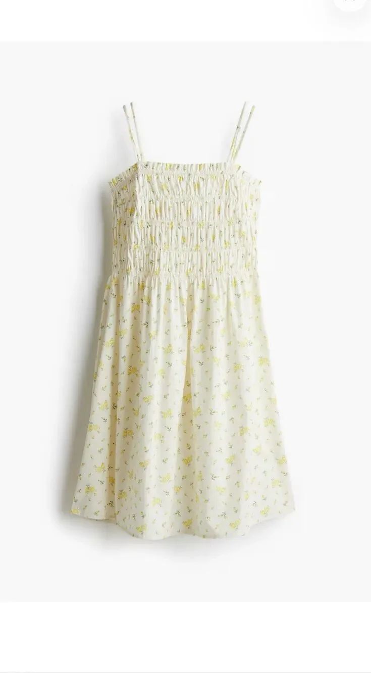 H&M SMOCKED-BODICE COTTON DRESS size Medium